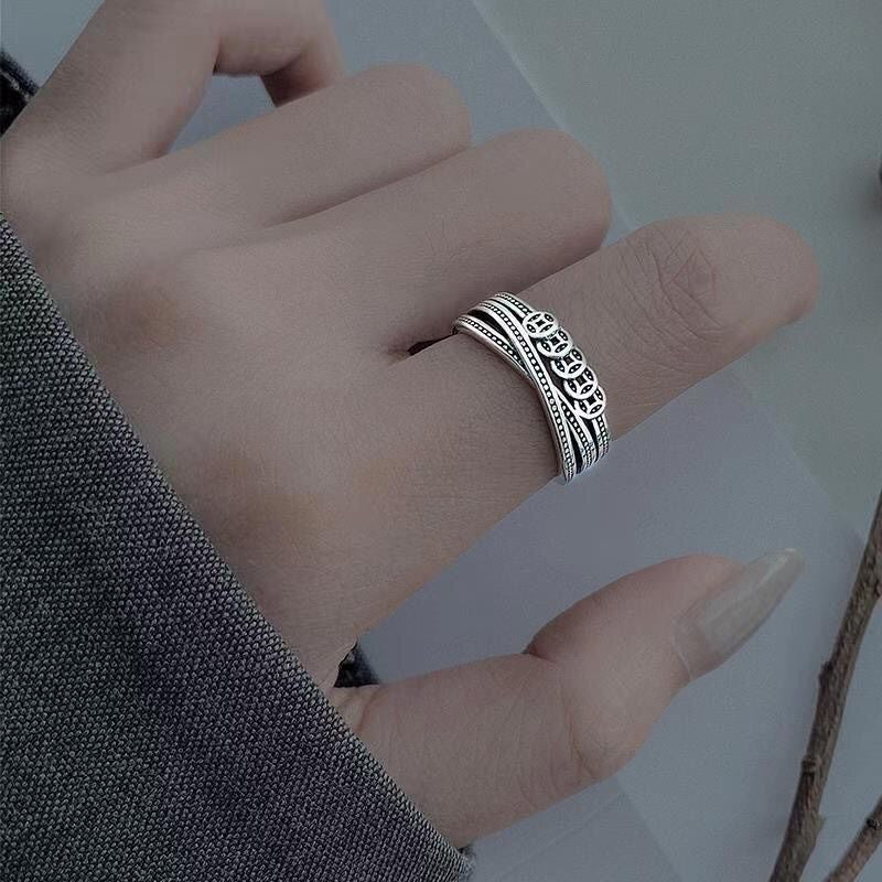 Vintage Adjustable Sterling Silver Ring Women