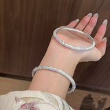 Silver & Lavender Floral Bangle Set
