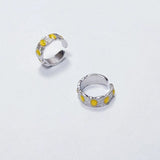 Engraved Open Rings with Yellow Stones