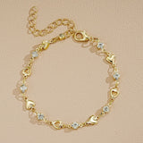Heart Charm Crystal Chain Bracelet