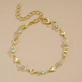 Heart Charm Crystal Chain Bracelet