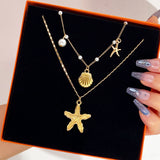 Layered Shell Starfish Necklace