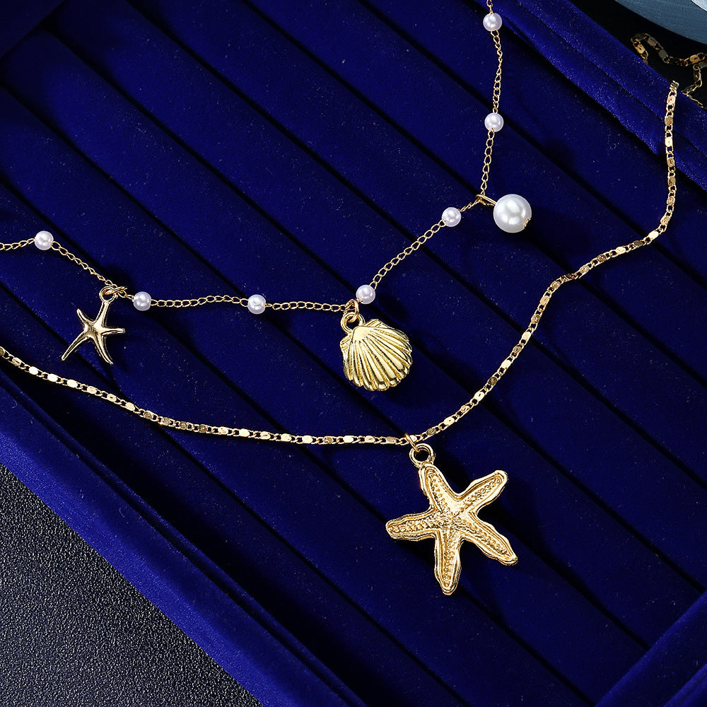 Layered Shell Starfish Necklace