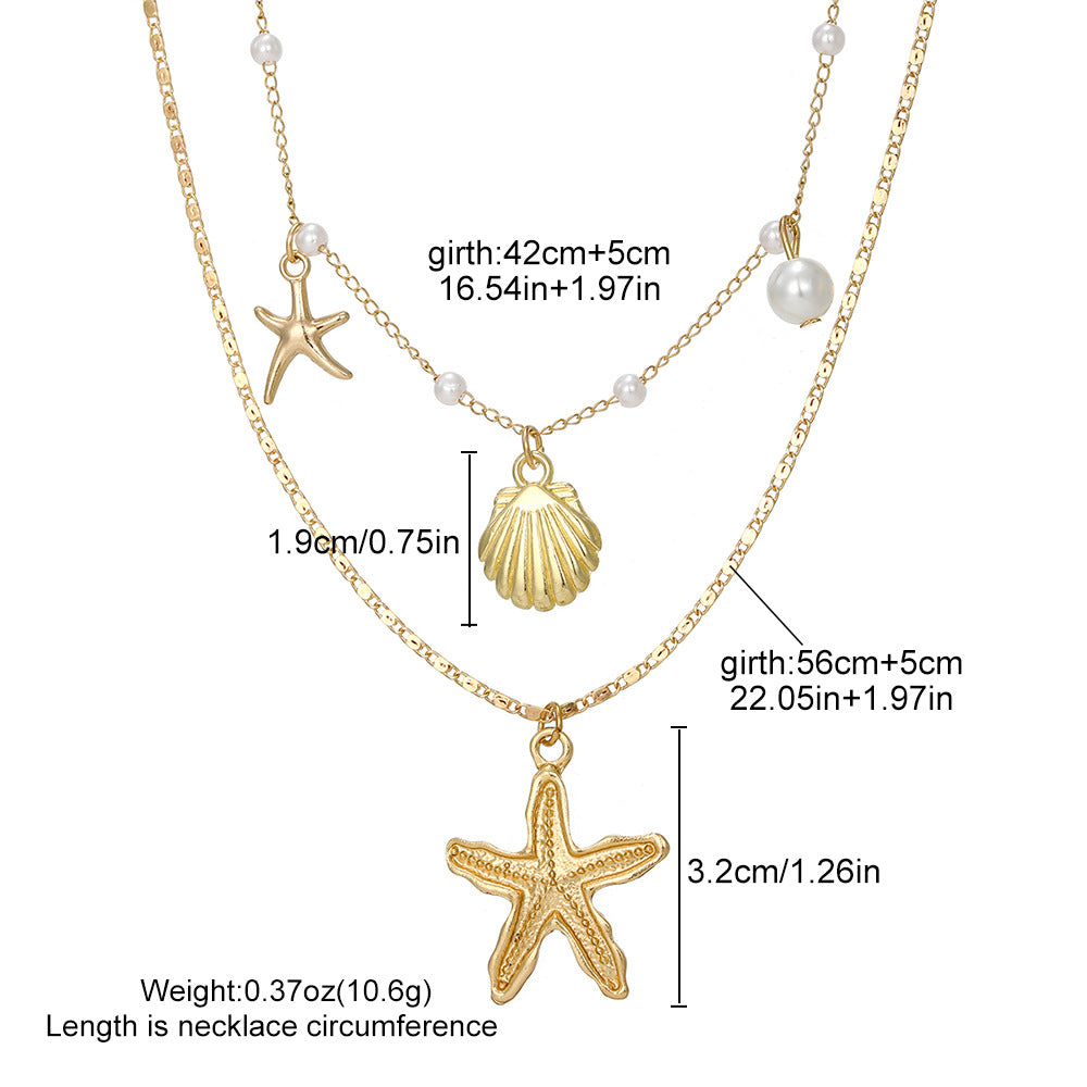 Layered Shell Starfish Necklace
