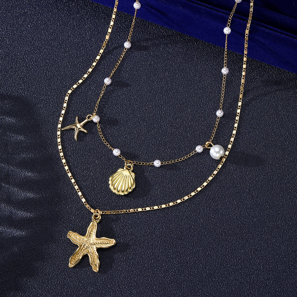 Layered Shell Starfish Necklace