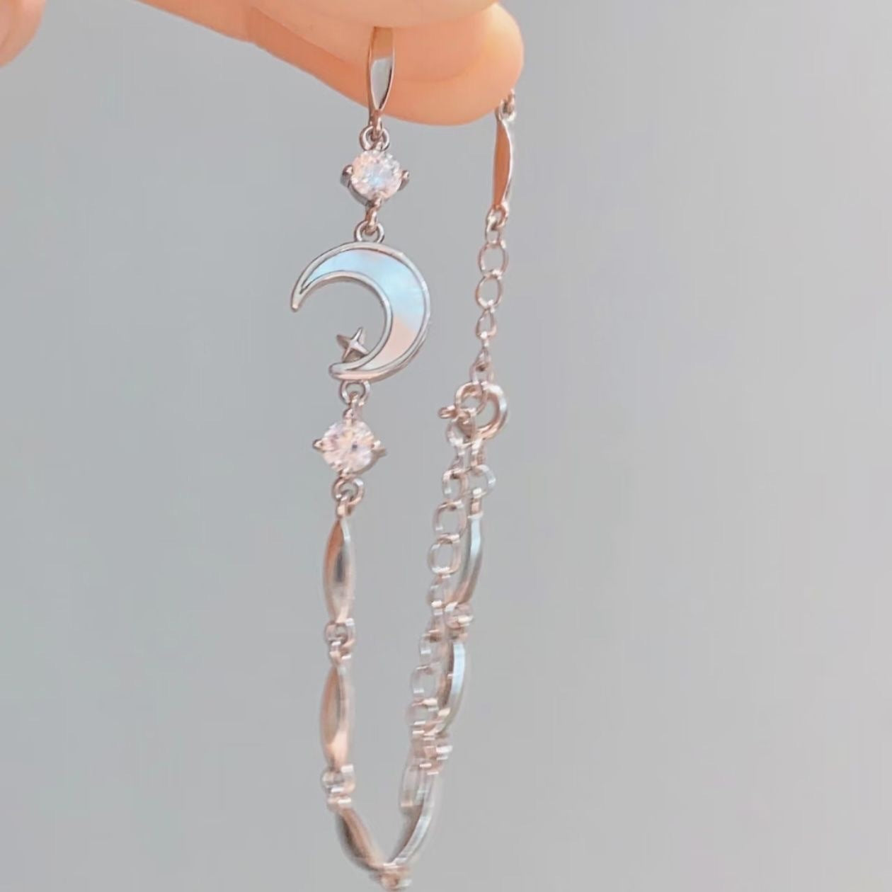 Crescent Moon Pendant Chain Bracelet