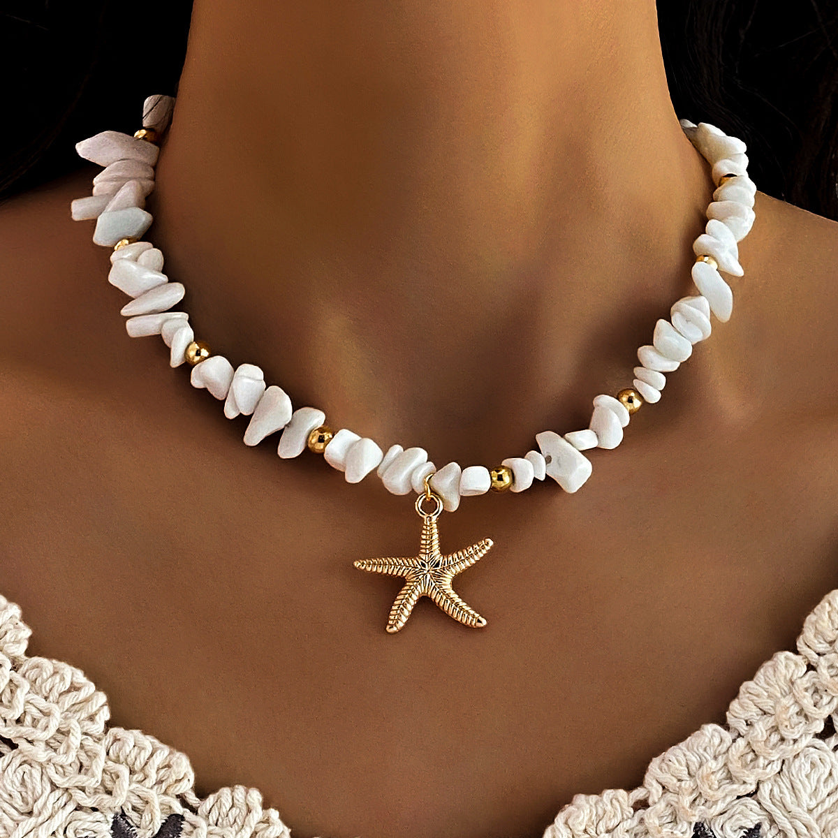 Starfish Beaded Pendant Necklace