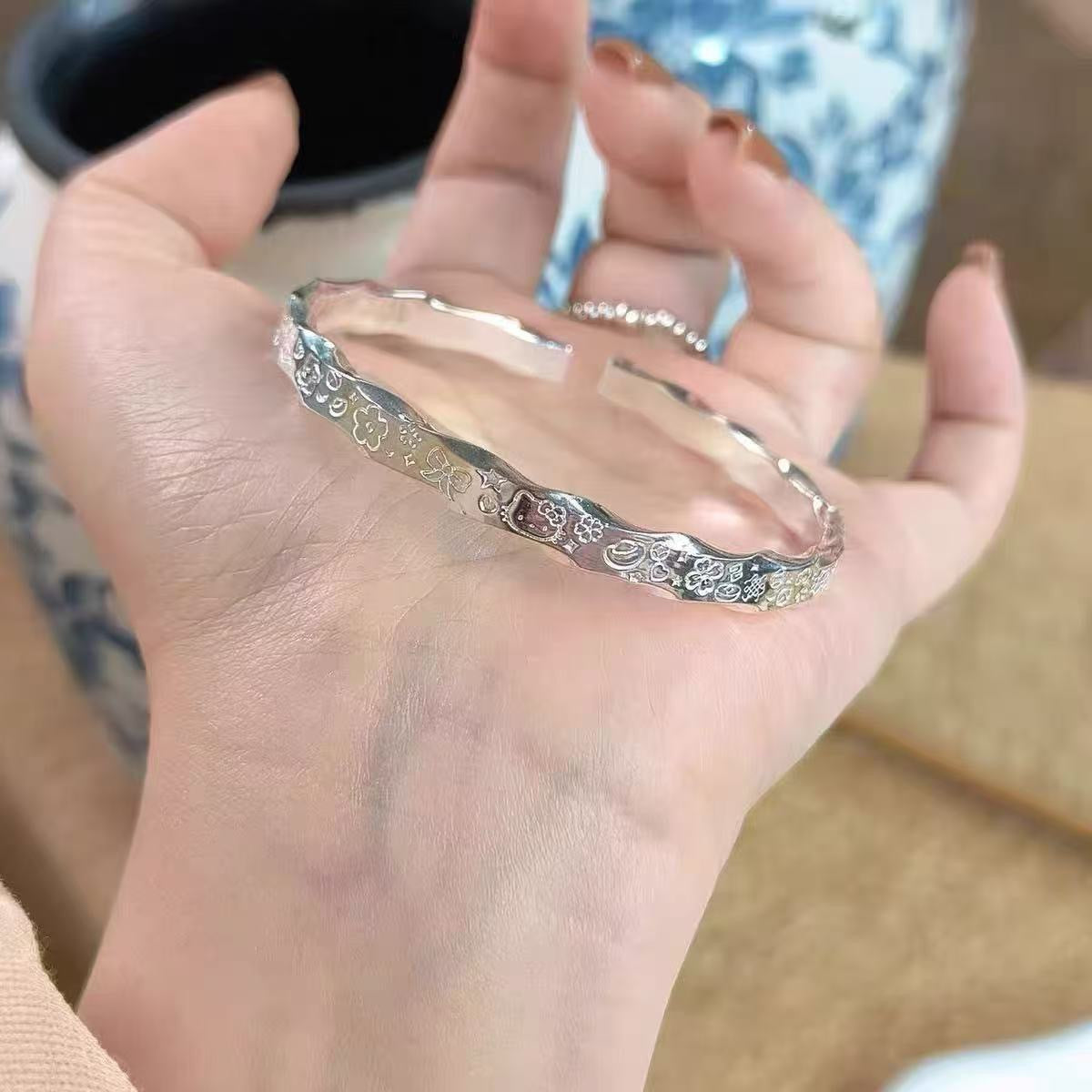 Engraved Open Cuff Bracelet
