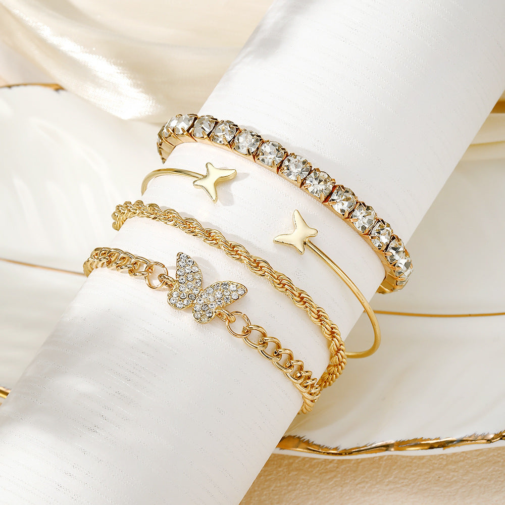 Butterfly Rhinestone Bracelet Set