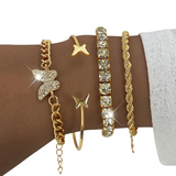 Butterfly Rhinestone Bracelet Set