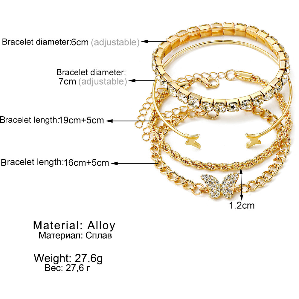 Butterfly Rhinestone Bracelet Set