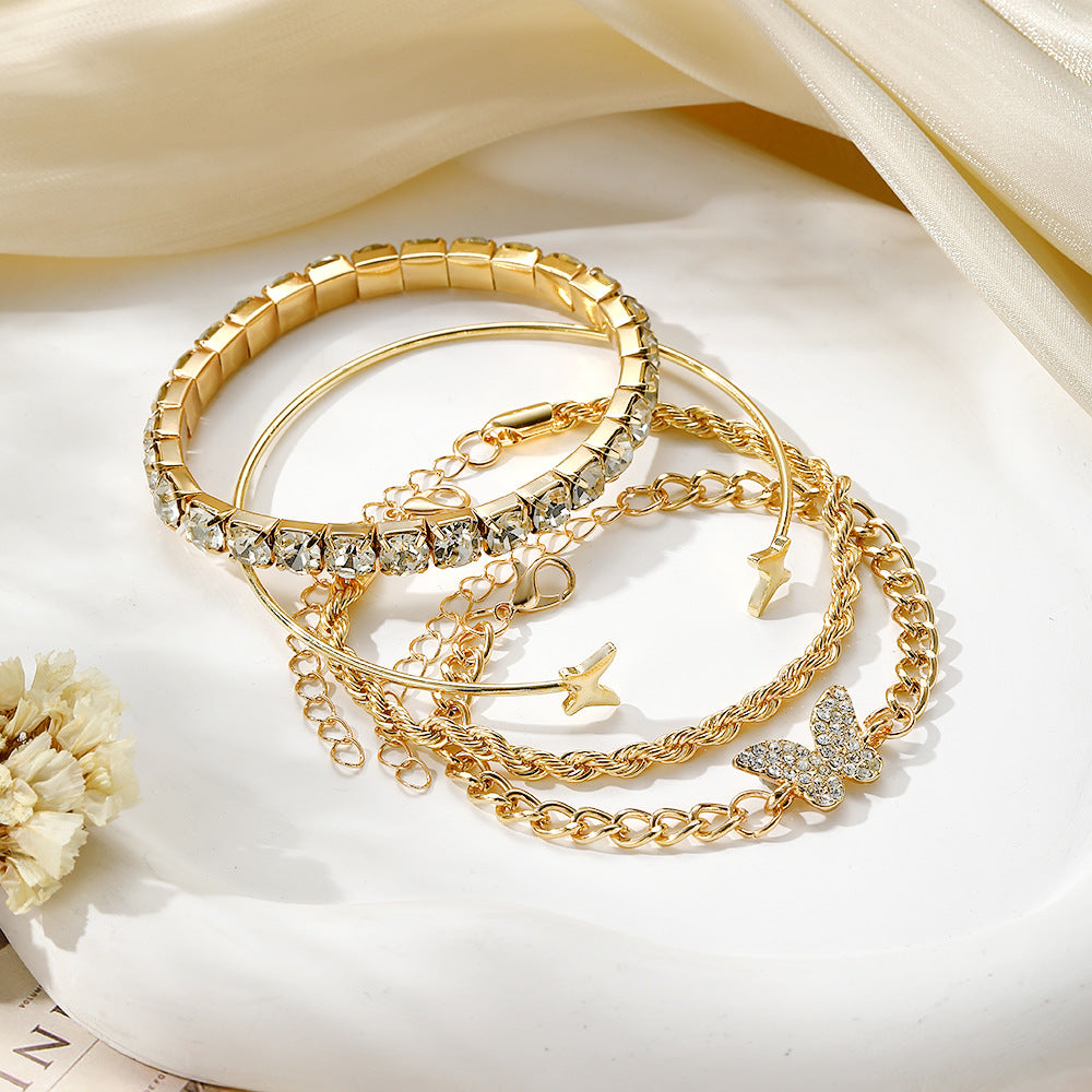 Butterfly Rhinestone Bracelet Set