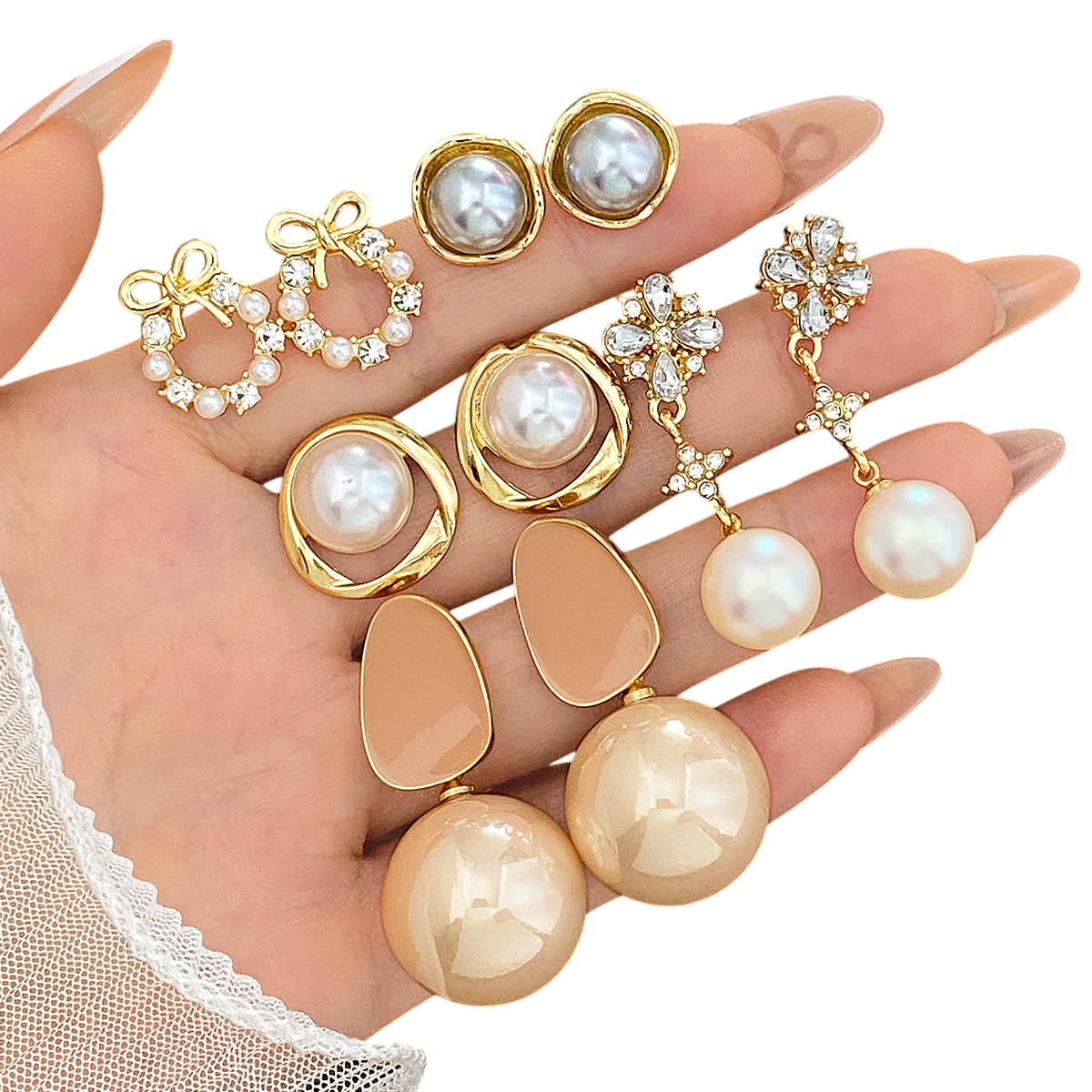 Women's Pearl Drop Statement Earrings