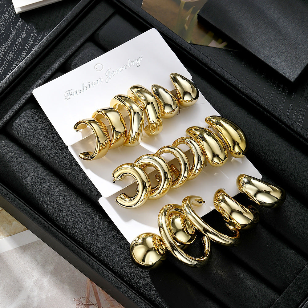 Women's Gold-Tone Chunky Hoop Drop Earrings
