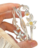 Women's Silver Floral Charm Bracelet
