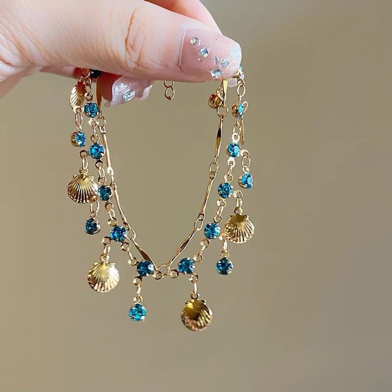 Women's Beaded Shell Charm Bracelet