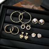 Women's Gold Hoop Stud Earring Set