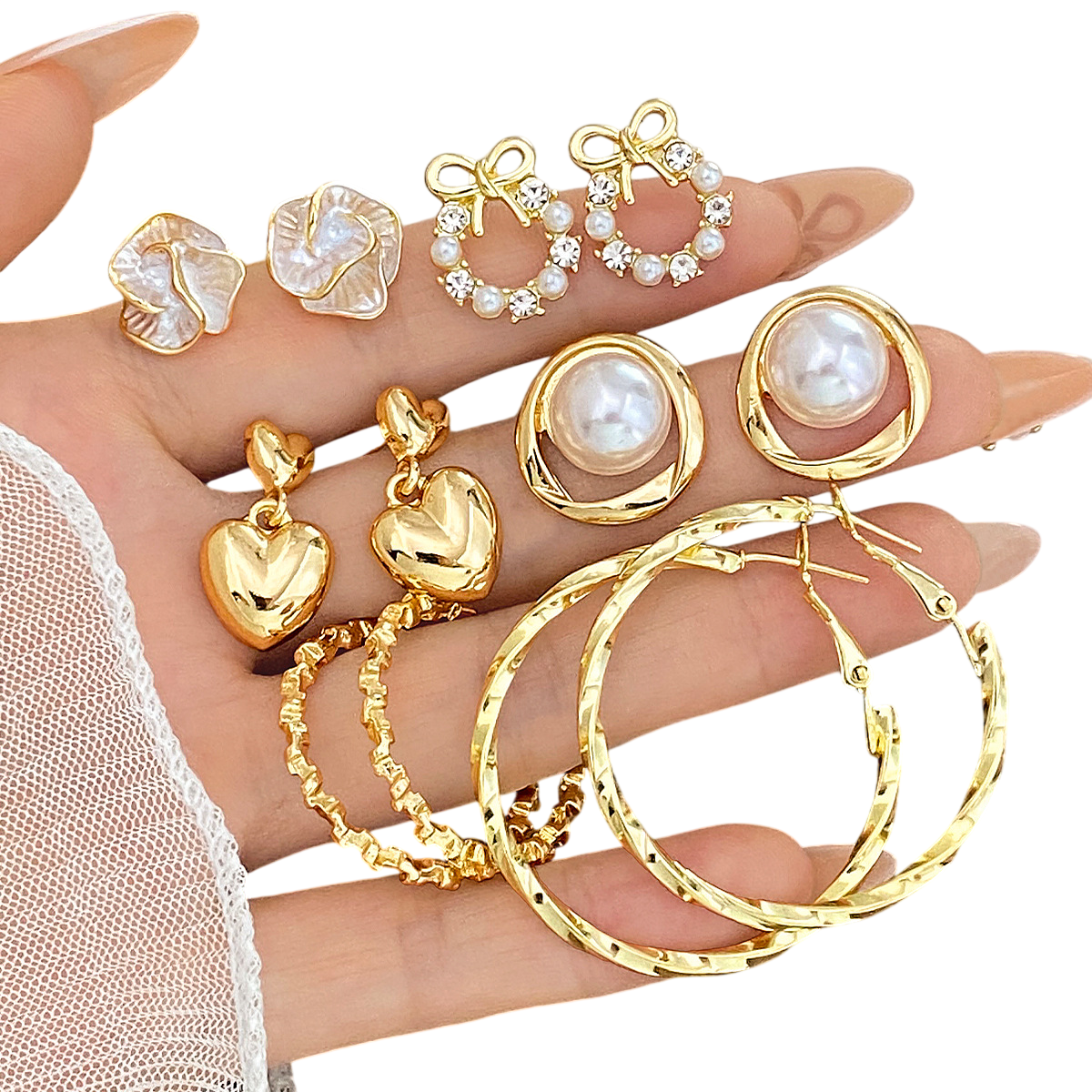 Women's Gold Hoop Stud Earring Set
