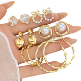 Women's Gold Hoop Stud Earring Set