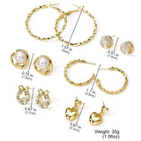Women's Gold Hoop Stud Earring Set