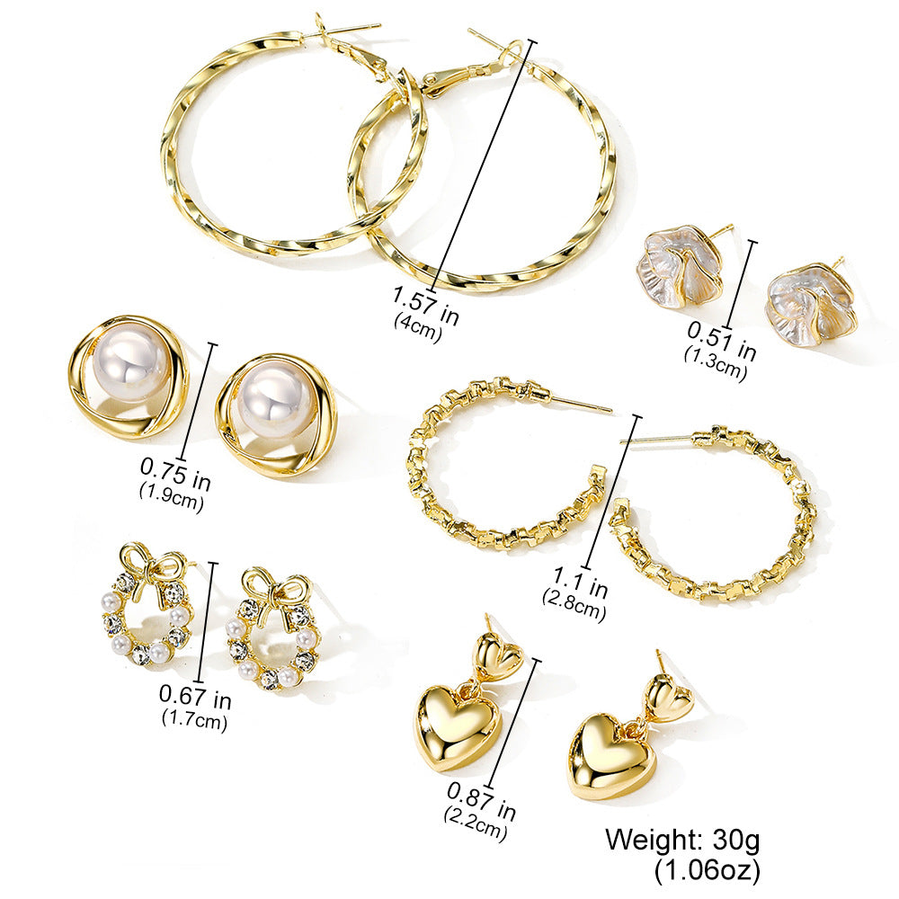 Women's Gold Hoop Stud Earring Set