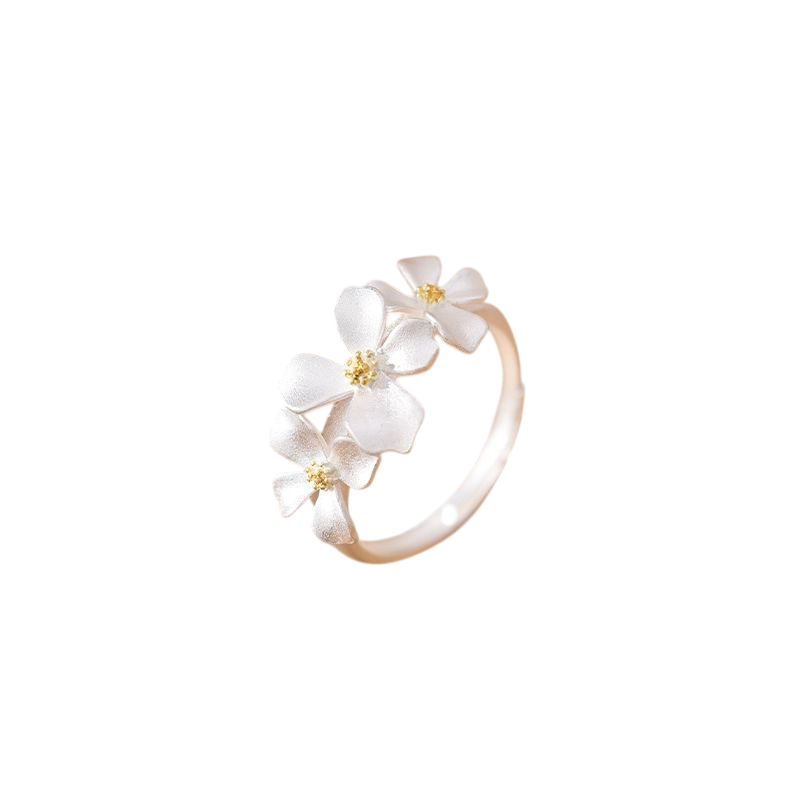 Women's White Floral Ring