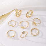Women’s Gold-Tone Mixed Design Ring Set
