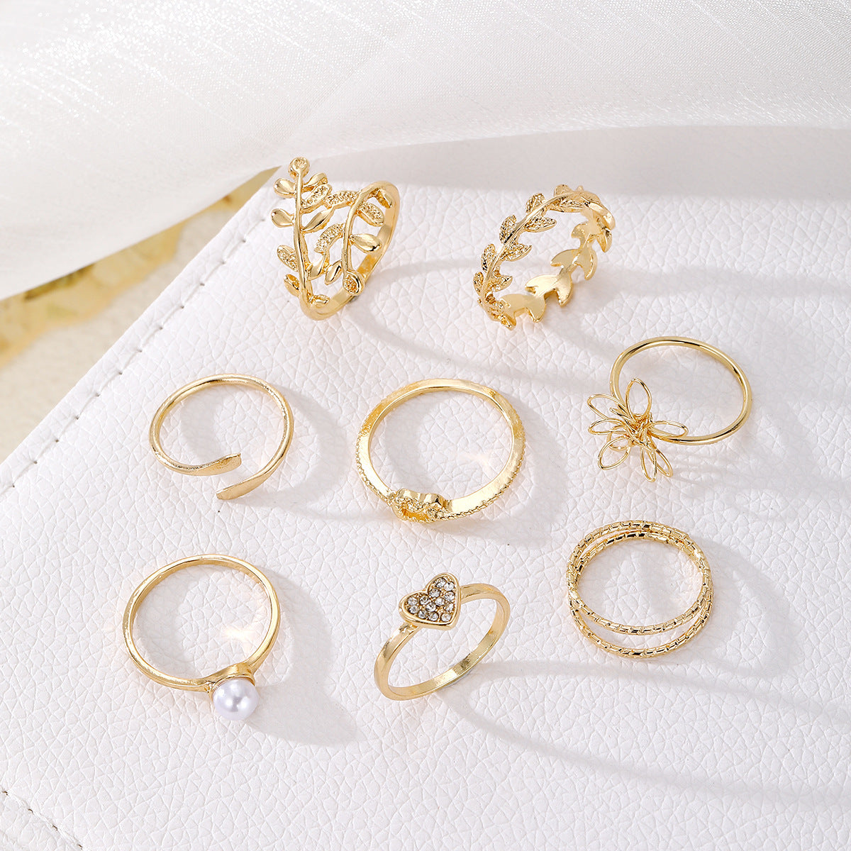 Women’s Gold-Tone Mixed Design Ring Set