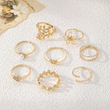 Women’s Gold-Tone Mixed Design Ring Set