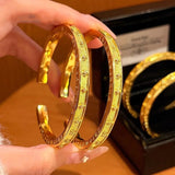 Gold Textured Floral Bangle Bracelet