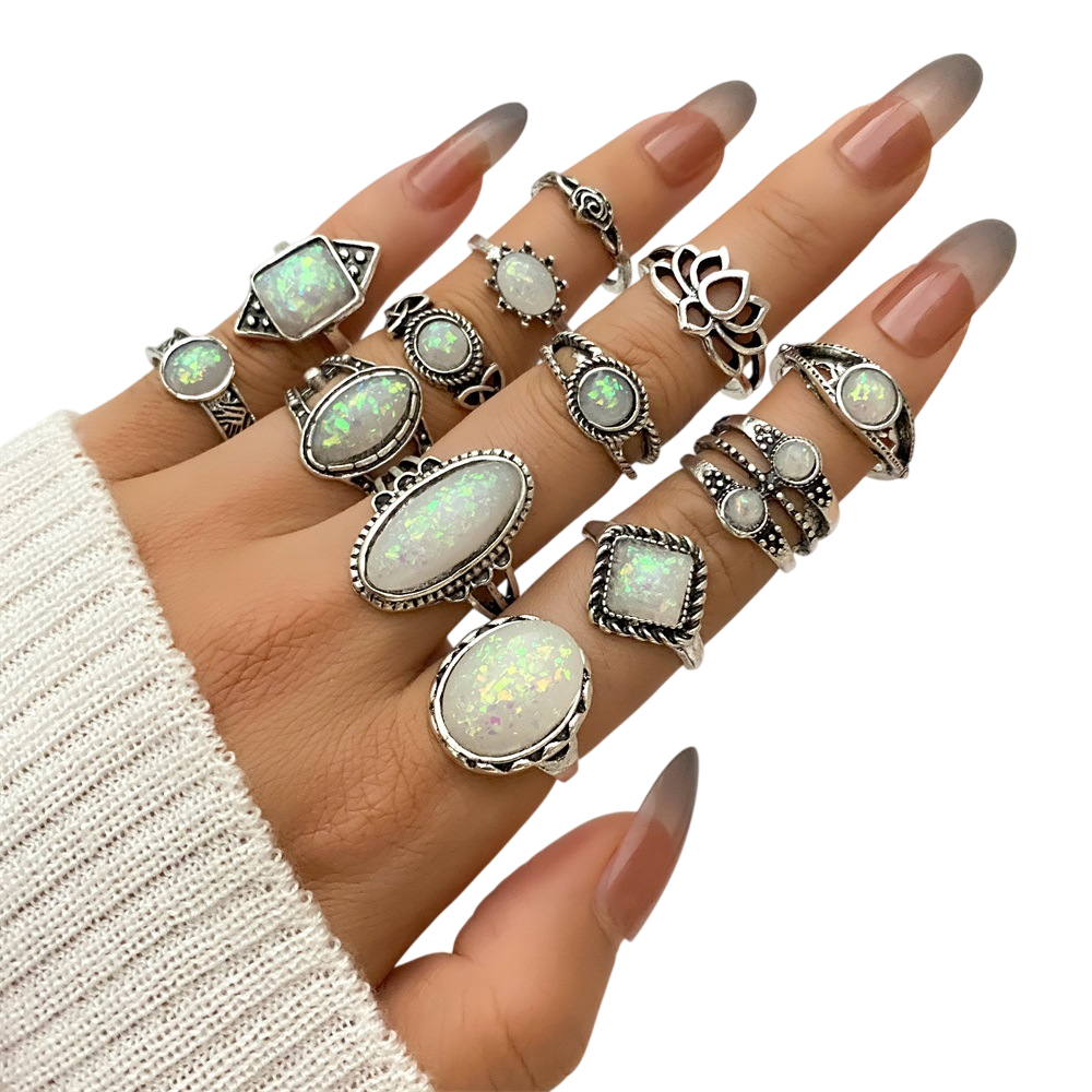Women’s Vintage Oval Stone Statement Rings