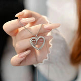 Women’s Double Heart Crystal Pendant Necklace