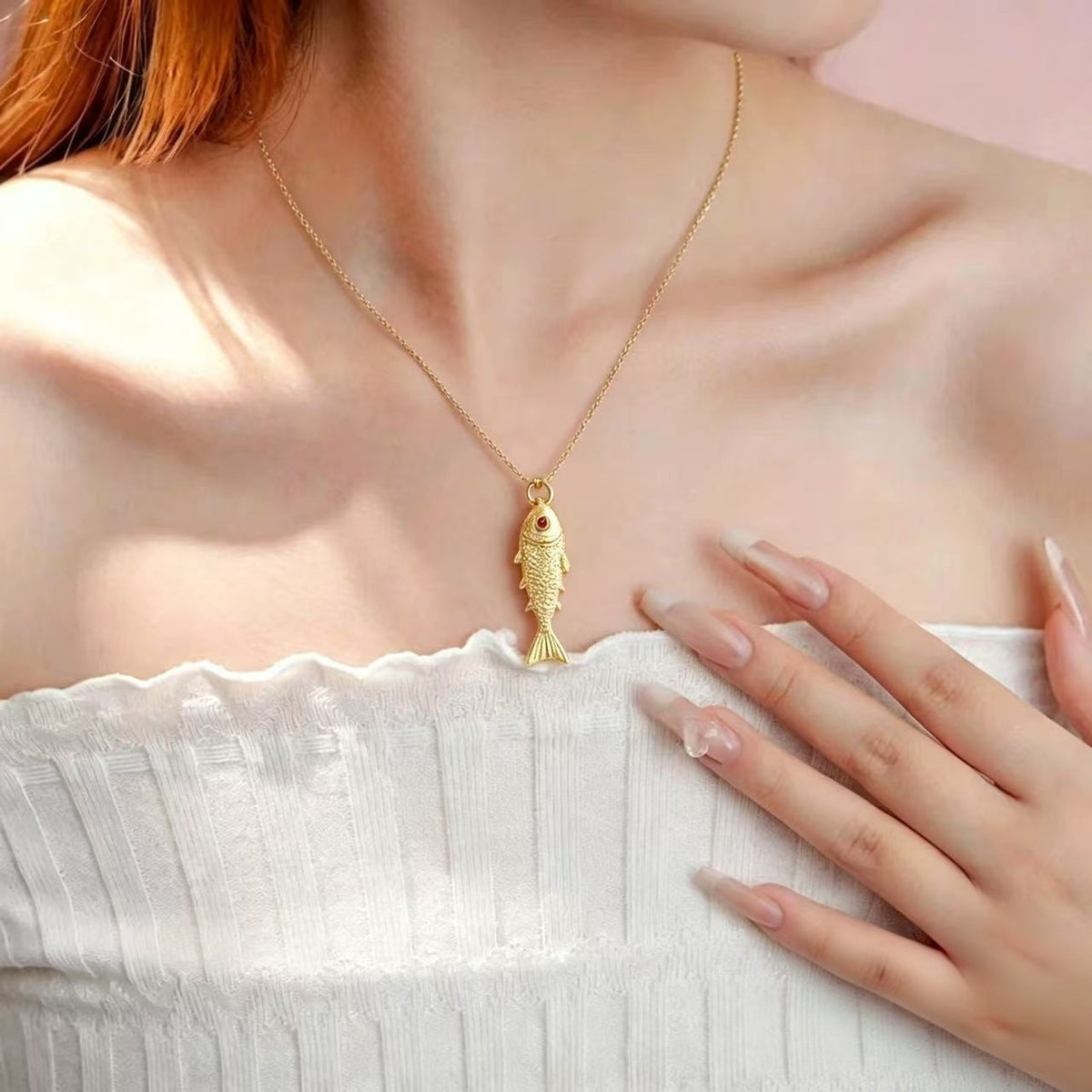 Women’s Fish Pendant Necklace with Chain