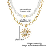 Layered Pearl & Sun Pendant Necklace