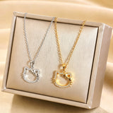 Crystal Cat Pendant Necklace for Women