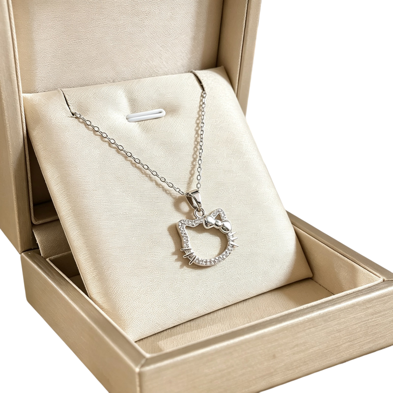 Crystal Cat Pendant Necklace for Women