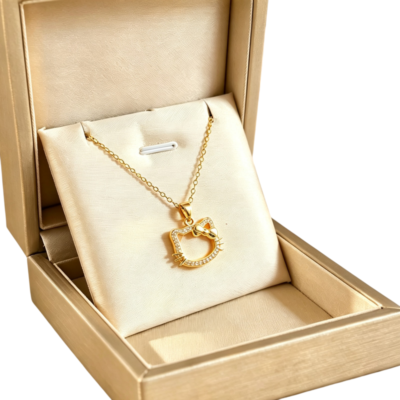 Crystal Cat Pendant Necklace for Women