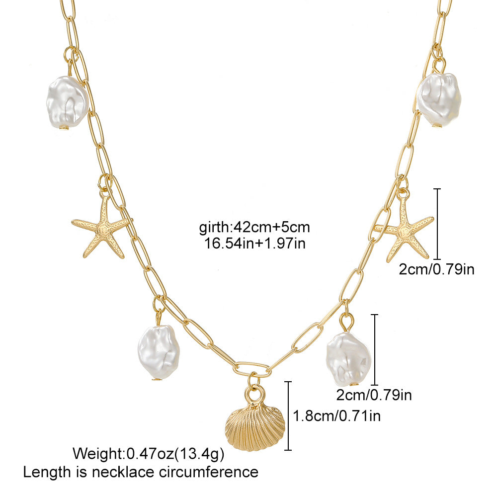 Women’s Pearl Shell Charm Layered Necklace