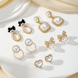 Women’s Pearl Bow & Crystal Statement Earrings