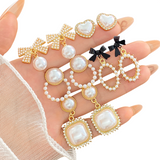 Women’s Pearl Bow & Crystal Statement Earrings