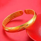 Women’s Engraved Leaf Open Cuff Bracelet