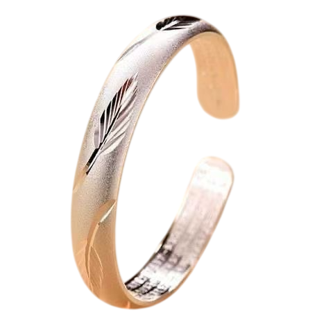 Women’s Engraved Leaf Open Cuff Bracelet