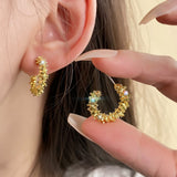 Rhinestone Hoop Earrings Gold Silver