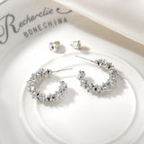 Rhinestone Hoop Earrings Gold Silver