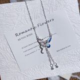 Butterfly Pendant Necklace with Blue Wing Detail