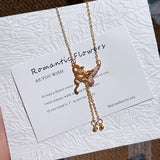 Butterfly Pendant Necklace with Blue Wing Detail