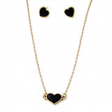 Heart Pendant Necklace and Matching Stud Earrings Set