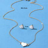 Heart Pendant Necklace and Matching Stud Earrings Set