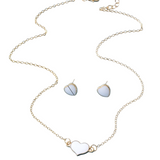 Heart Pendant Necklace and Matching Stud Earrings Set