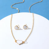 Heart Pendant Necklace and Matching Stud Earrings Set